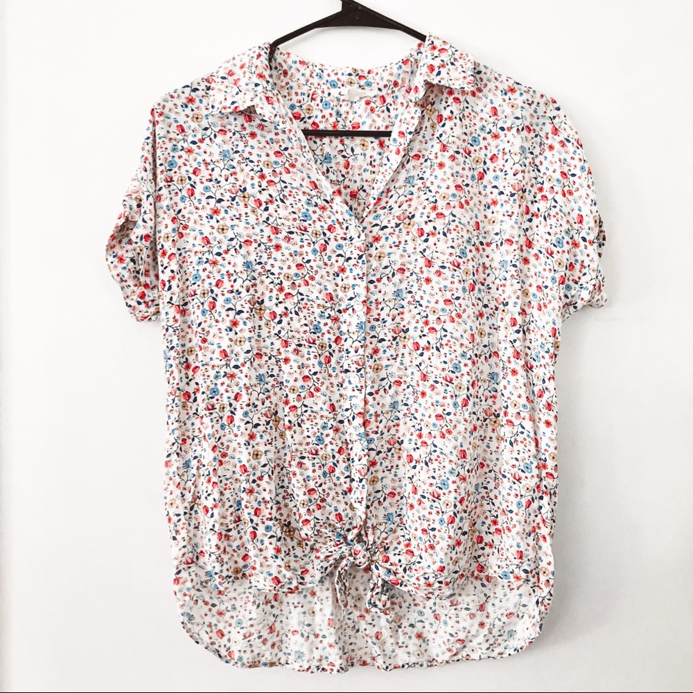 Jane and Delancey Floral Button Down Tie Shirt